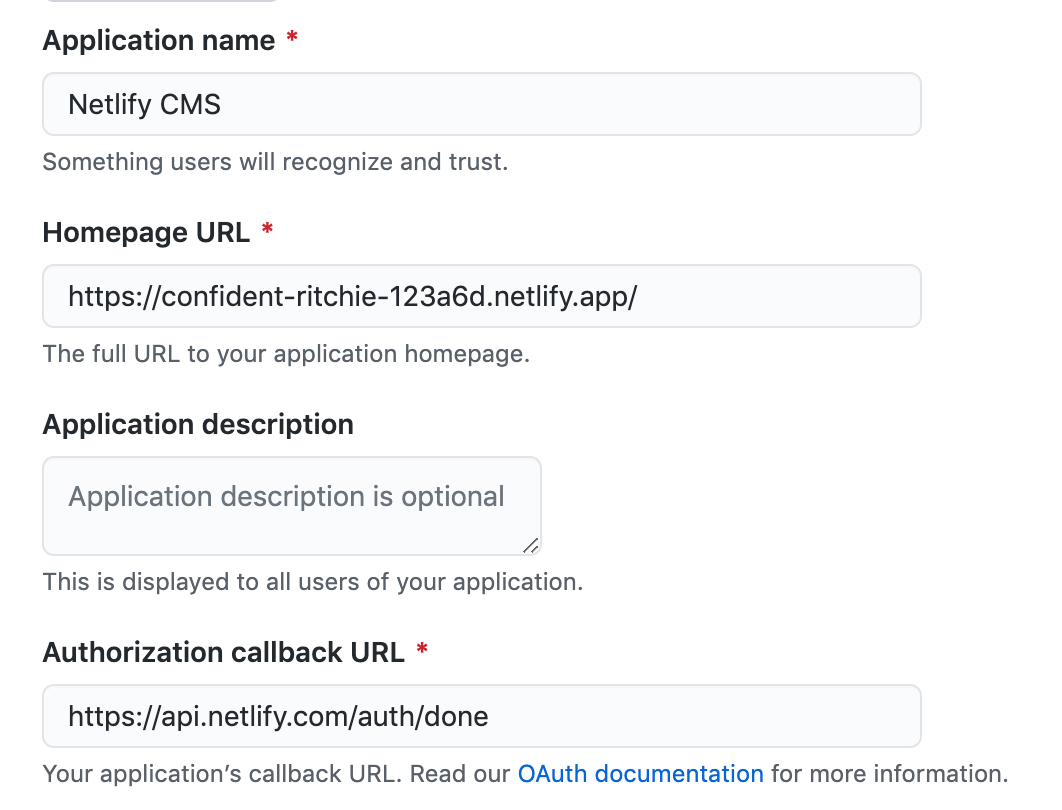 New OAuth App